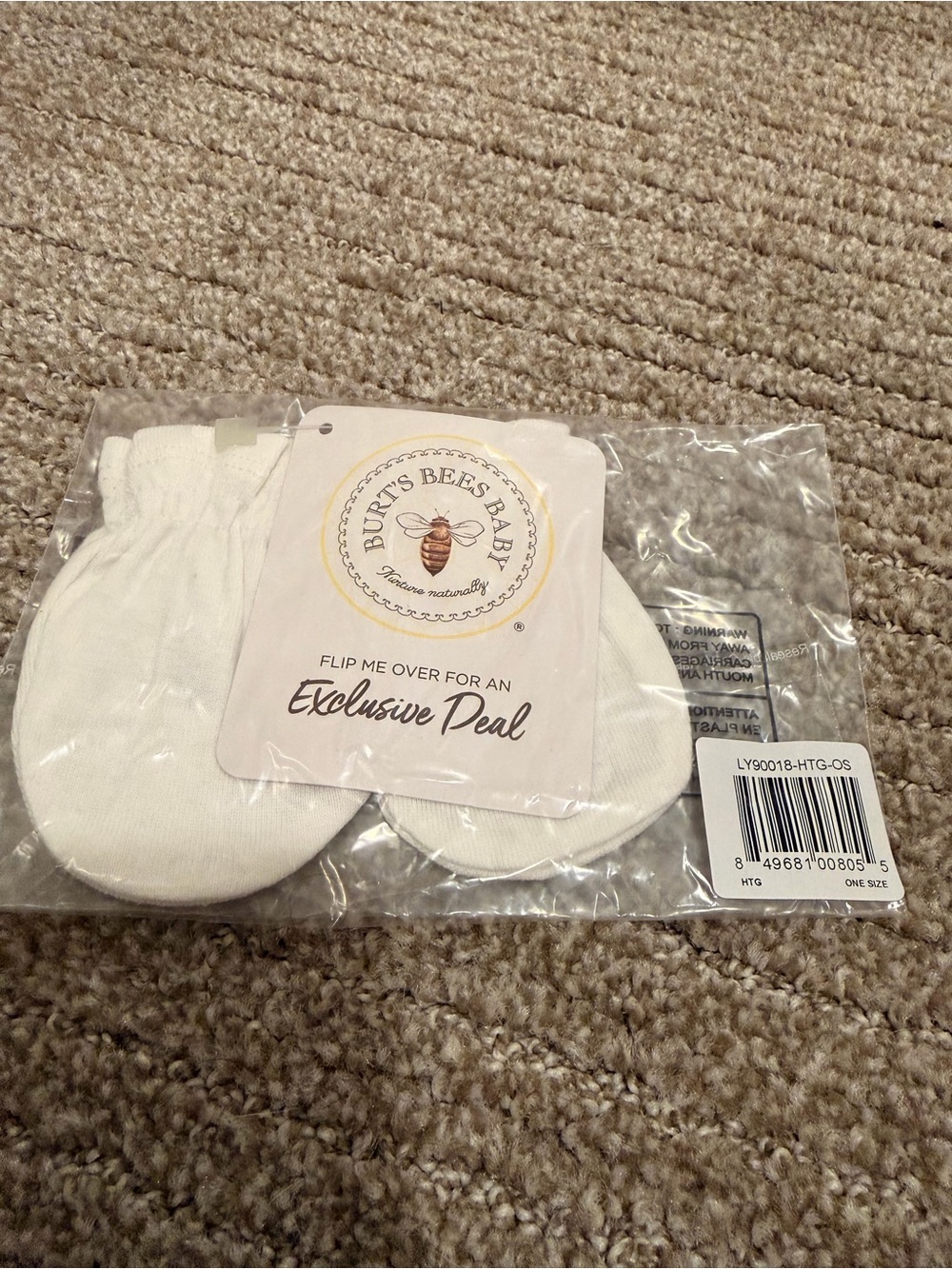 Burt’s bees white infant mittens